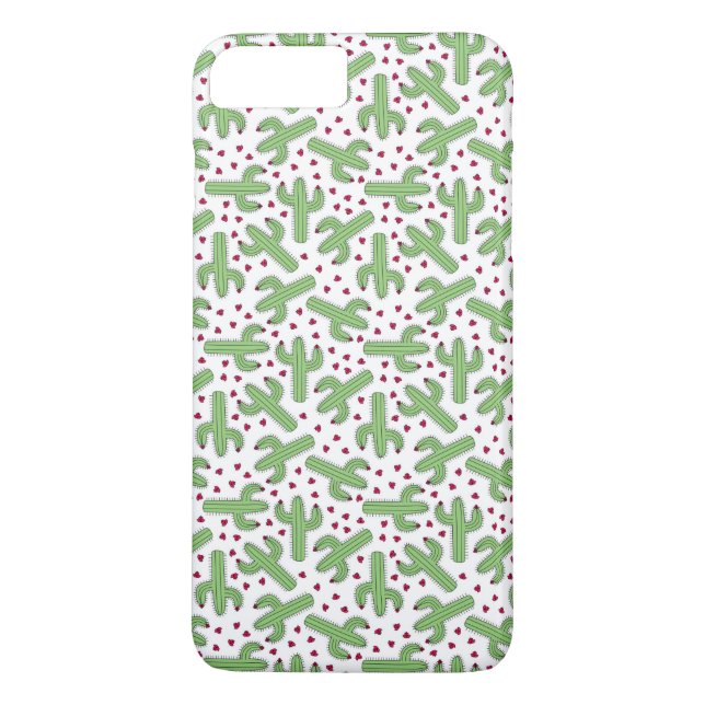 Coques Case-Mate iPhone Cactus illustré et motif de fleurs rose (Dos)