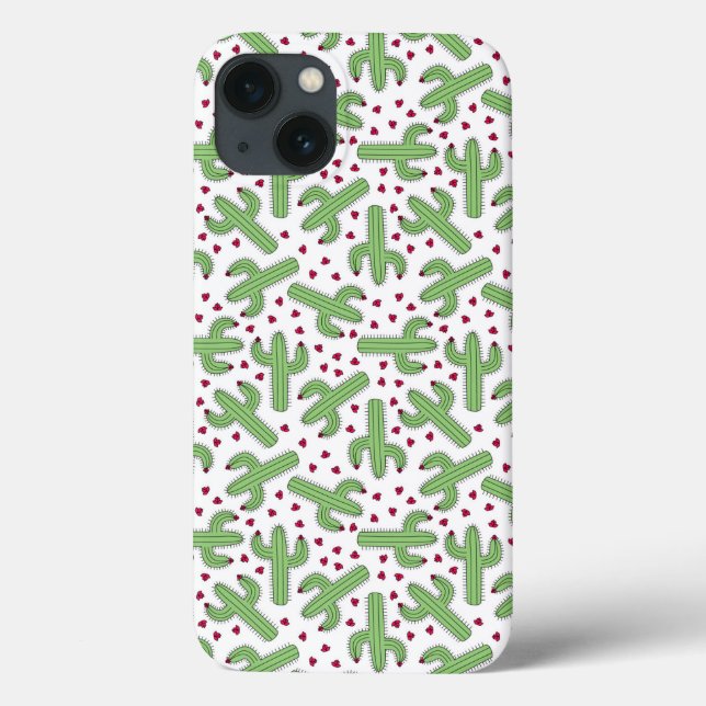 Coques Case-Mate iPhone Cactus illustré et motif de fleurs rose (Verso)