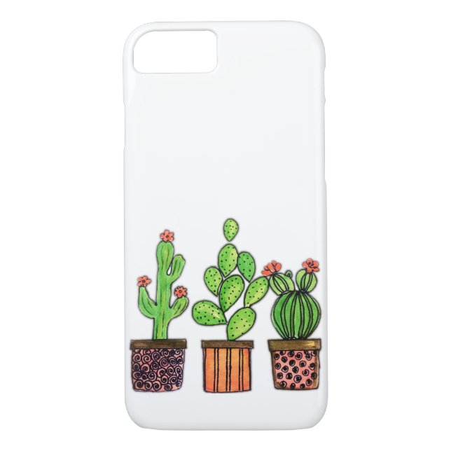 Coques Case-Mate iPhone Cactus mignon d'aquarelle dans des pots (Dos)