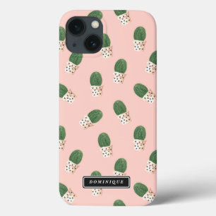 iPhone 13 Coque Cactus mignonnes dans les pots de coeur Motif pers
