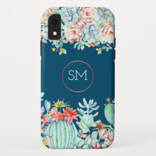 Case-Mate iPhone Case Cactus Monogramme Succulent Océan Blue Monogramme