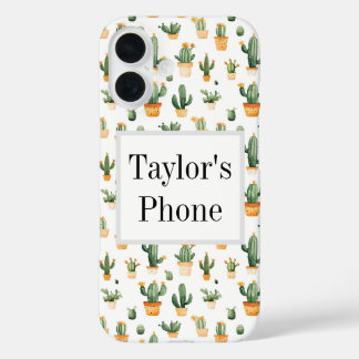 Coque Pour iPhone 16 Cactus pointillés sur blanc