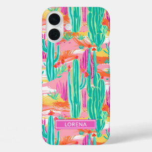 Coque Pour iPhone 16 Plus Cactus Saguaro Colorés Personnalisés