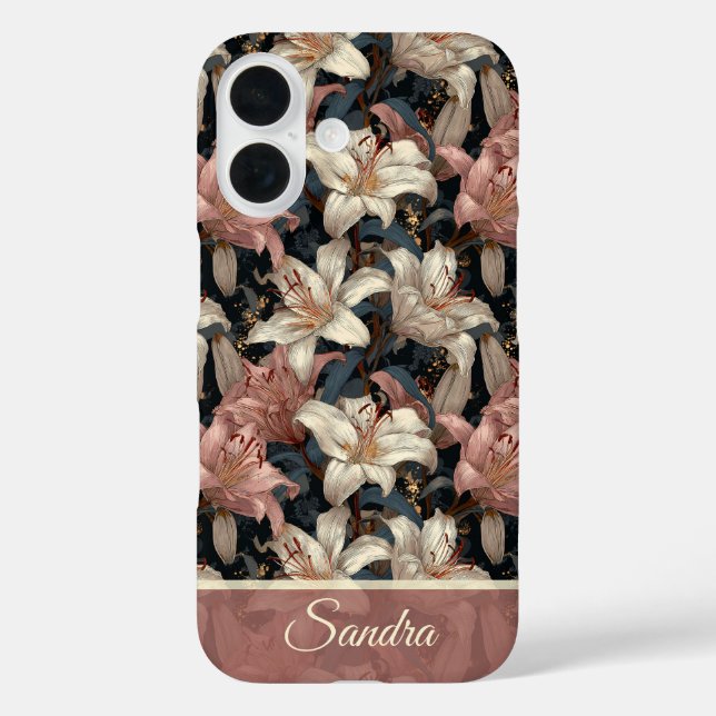 Coques Case-Mate iPhone Cadeau artistique de mariage Fleur Nom Lys (Verso)
