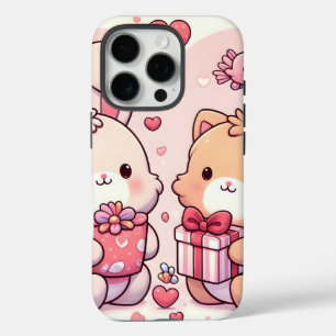 Coque iPhone 16 Pro Cadeau d'amour de lapin et d'ours mignon kawaii de