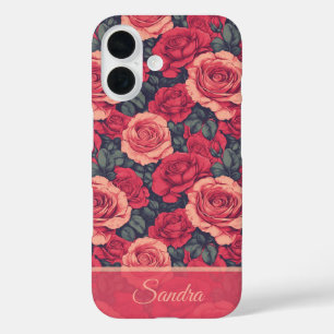 Coque Pour iPhone 16 Cadeau d'anniversaire artistique rose floral perso