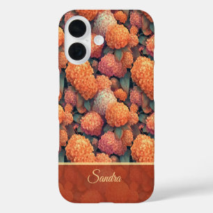 Coque Pour iPhone 16 Cadeau d'anniversaire unique Hortensias Fleur Nom