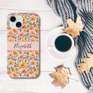 Coque Case-Mate iPhone Cadeau de fleurs sauvages orange jaune rose avec m
