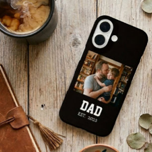 Coque Pour iPhone 16 Cadeau de la fête des pères photo Papa Noir