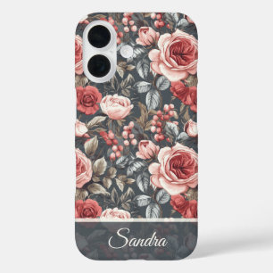 Coque Pour iPhone 16 Cadeau de Maman Minimaliste Fleur de Rose Nom