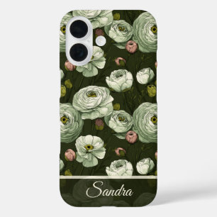 Coque Pour iPhone 16 Cadeau Élégant pour Femme Fleur de Ranunculus Nom