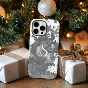 Coque iPhone 16 Pro Max Cadeau floral noir et blanc
