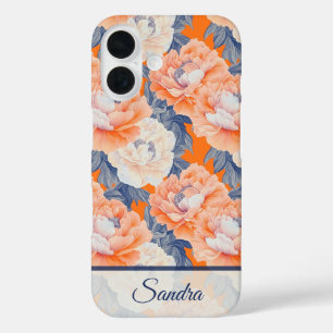 Coque Pour iPhone 16 Cadeau Minimaliste Anniversaire Fleur Paeonie Nom