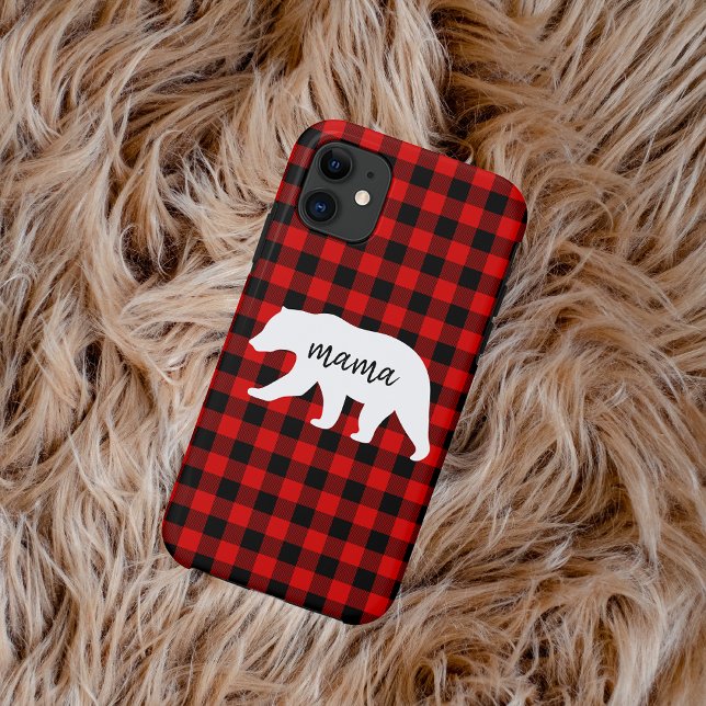 Coques Case-Mate iPhone Cadeau moderne Rouge Plaid Et Blanc Mama Ours (Créateur téléchargé)