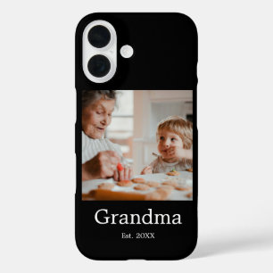 Coque Pour iPhone 16 Cadeau photo noir établi par grand-mère