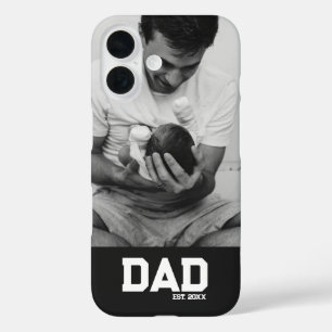 Coque Pour iPhone 16 Cadeau Photo Papa Noir & Blanc Année Fête des Père