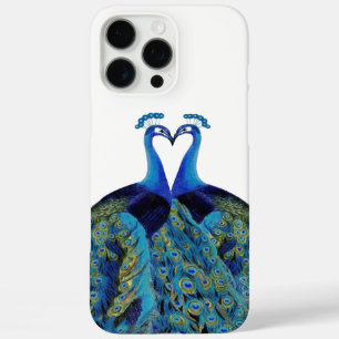 Coque iPhone 16 Pro Max Cadeaux de mariage Paons s'embrassant Vintage