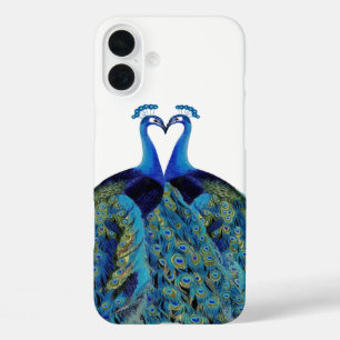 Coque Pour iPhone 16 Plus Cadeaux de mariage Paons s'embrassant Vintage