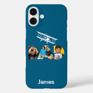Coque Pour iPhone 16 Plus Cadeaux de photo de papa, monogramme, avion, pilot