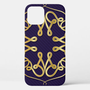 Case-Mate iPhone Case Cadre art déco or avec ornement sur fond bleu