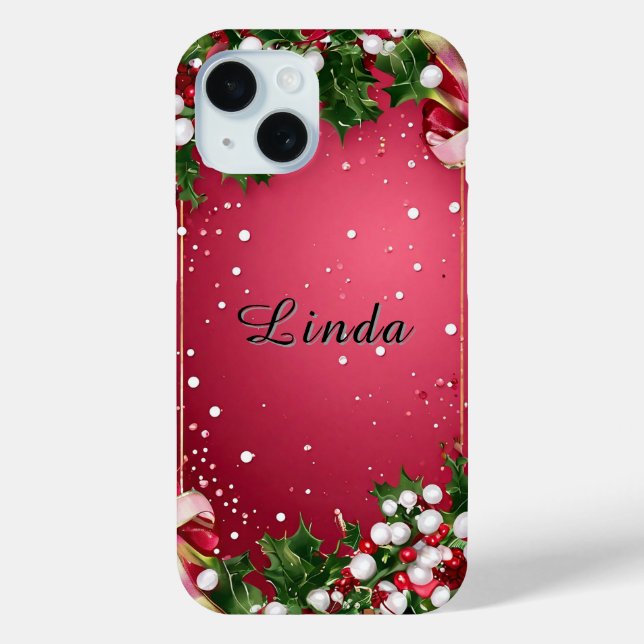 Coques Case-Mate iPhone Cadre de Noël décoratif avec verdure (Verso)