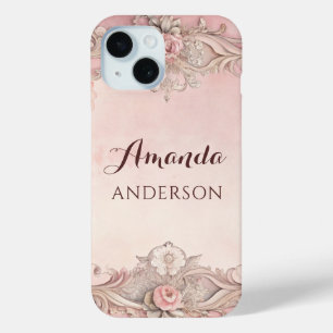 Coque Case-Mate iPhone Cadre découpage grunge rose antique