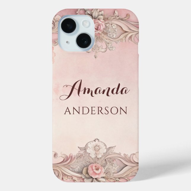 Coques Case-Mate iPhone Cadre découpage grunge rose antique (Verso)