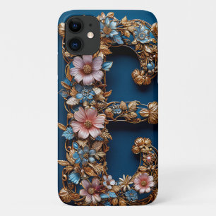 Case-Mate iPhone Case Cadre floral élégant avec lettre d'or E