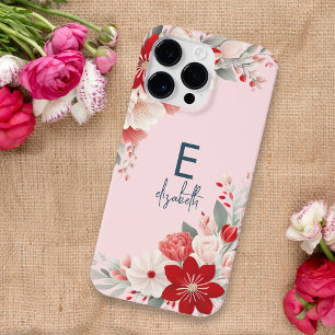 Coque Case-Mate iPhone Cadre floral Pastel personnalisé Delicate Pink Nom