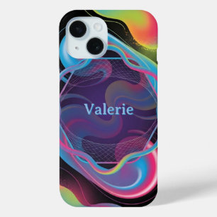Coque Case-Mate iPhone Cadre Liquide Néon avec Nom Personnalisé