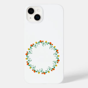 Coque Case-Mate iPhone Cadre rond floral avec fleurs de rose jaune et rou