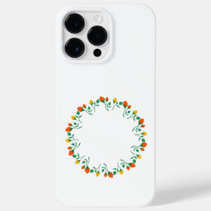 Coque Case-Mate iPhone Cadre rond floral avec fleurs de rose jaune et rou