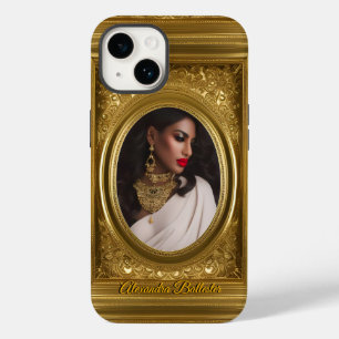 Coque Case-Mate iPhone Cadre vintage or vieilli ajouter photo et nom