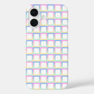 Coque Pour iPhone 16 Cadres de Motif blanc symétrique À damiers dégradé