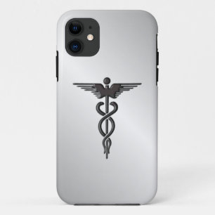 Coque iPhone 11 Caducée Médicale en argent