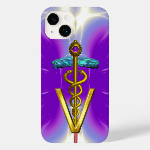 Coque Case-Mate iPhone CADUCÉE VÉTÉRINAIRE SYMBOLE D'OR / Fuchsia Violet