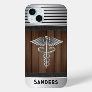 Coque Case-Mate iPhone Caduceus Personnalisé Docteur Metal & Bois