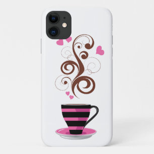 Coque iPhone 11 Café, Café Arabica, Café Noir, Coeurs