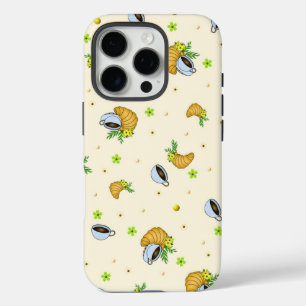 Coque iPhone 16 Pro Café Cosy & Croissant Motif Floral