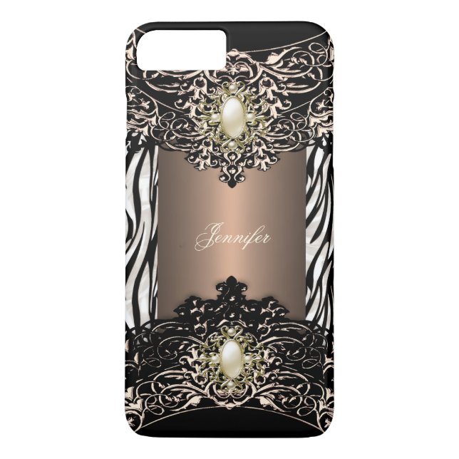 Coques Case-Mate iPhone Café Elite Zèbre Noir Perle Marron 3 (Dos)