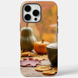 Coque iPhone 16 Pro Max Café et livre d'automne cosy avec Décor d'automne 