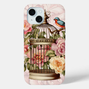 Coque Case-Mate iPhone Cage à oiseaux floral aquarelle vintage romantique