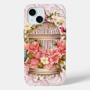 Coque Case-Mate iPhone Cage à oiseaux floral aquarelle vintage romantique