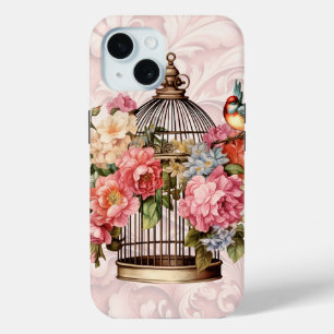 Coque Case-Mate iPhone Cage à oiseaux floral aquarelle vintage romantique
