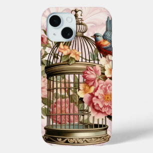 Coque Case-Mate iPhone Cage à oiseaux floral aquarelle vintage romantique