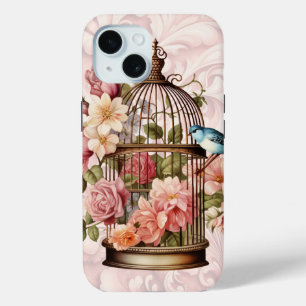 Coque Case-Mate iPhone Cage à oiseaux floral aquarelle vintage romantique