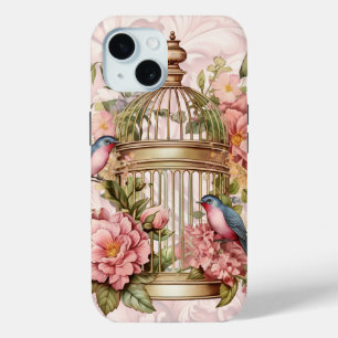 Coque Case-Mate iPhone Cage à oiseaux Floral Vintage Romantique Aquarelle