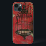 Coques Pour iPhone Cage d'oiseaux décorative avec papillons<br><div class="desc">Deux papillons pâles planent autour d'une cage d'oiseaux dans ce tableau de Norman Wyatt. Les feuilles pendent au-dessus de la cage à oiseaux, et tout repose sur un arrière - plan pourri. Commandez cette impression dès aujourd'hui !</div>