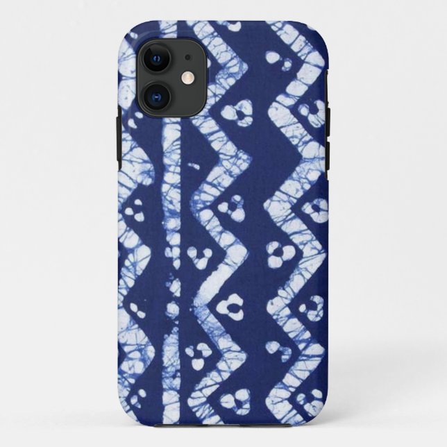 Coques Case-Mate iPhone Caisse africaine bleue/blanche de batik (Dos)