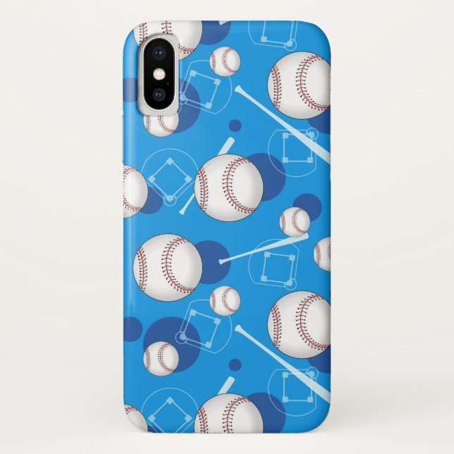 Coques Case-Mate iPhone Caisse bleue de l'iPhone X de motif de base-ball (Dos)